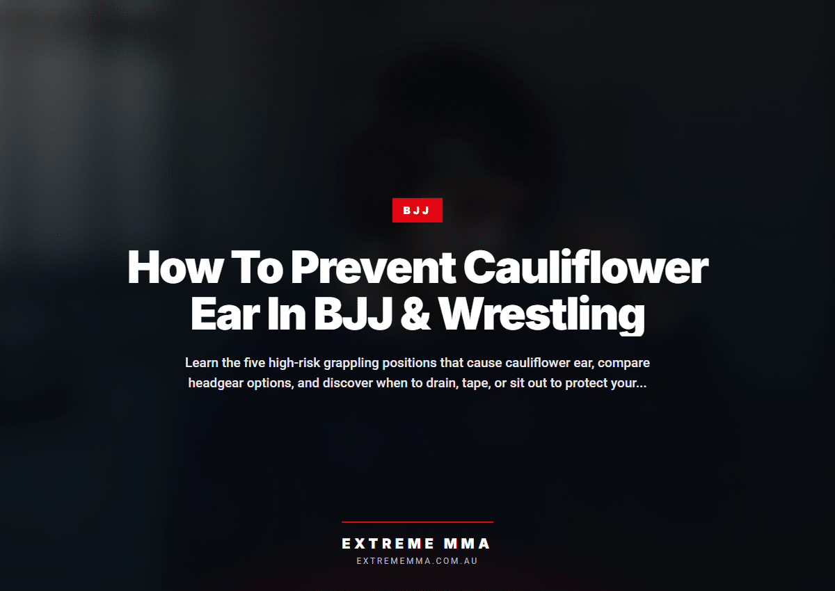 BJJ athlete putting on wrestling headgear to prevent cauliflower ear before training