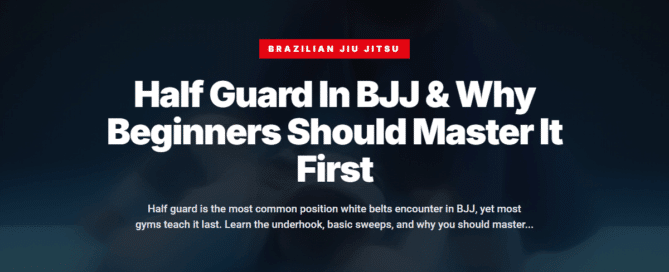 BJJ practitioner using underhook from bottom half guard position during training