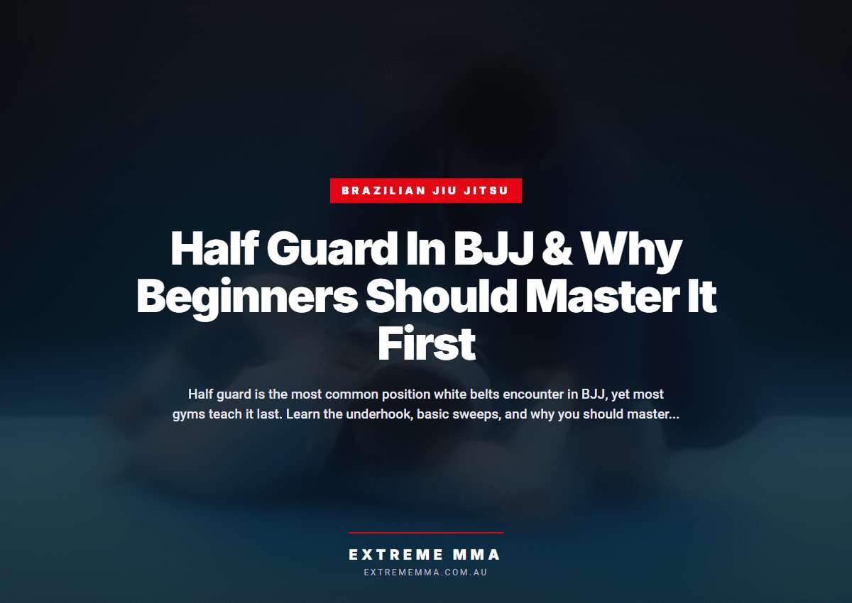BJJ practitioner using underhook from bottom half guard position during training
