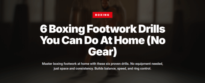 Boxer practising pivot footwork drill on gym floor with natural lighting