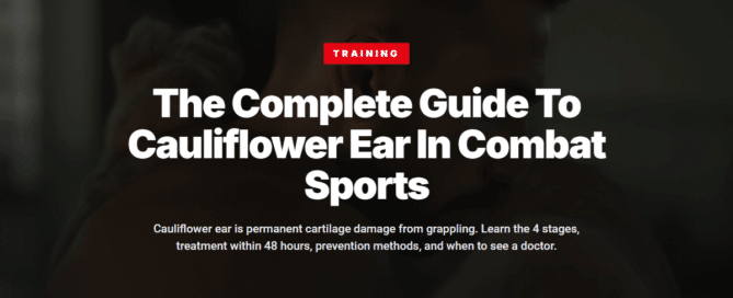 Grappler with cauliflower ear after training session in MMA gym