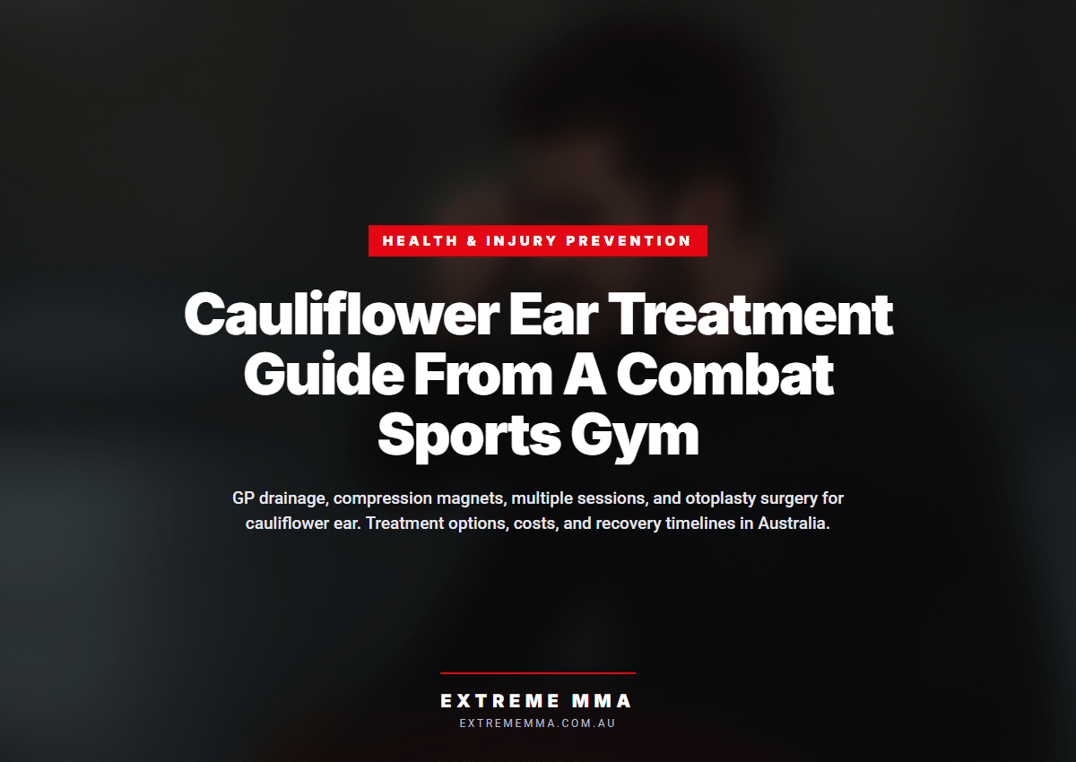 Grappler checking ear injury after BJJ training session at martial arts gym