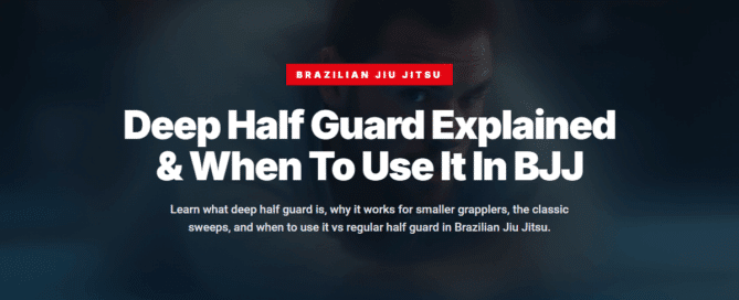 BJJ practitioner demonstrating deep half guard position on training mats