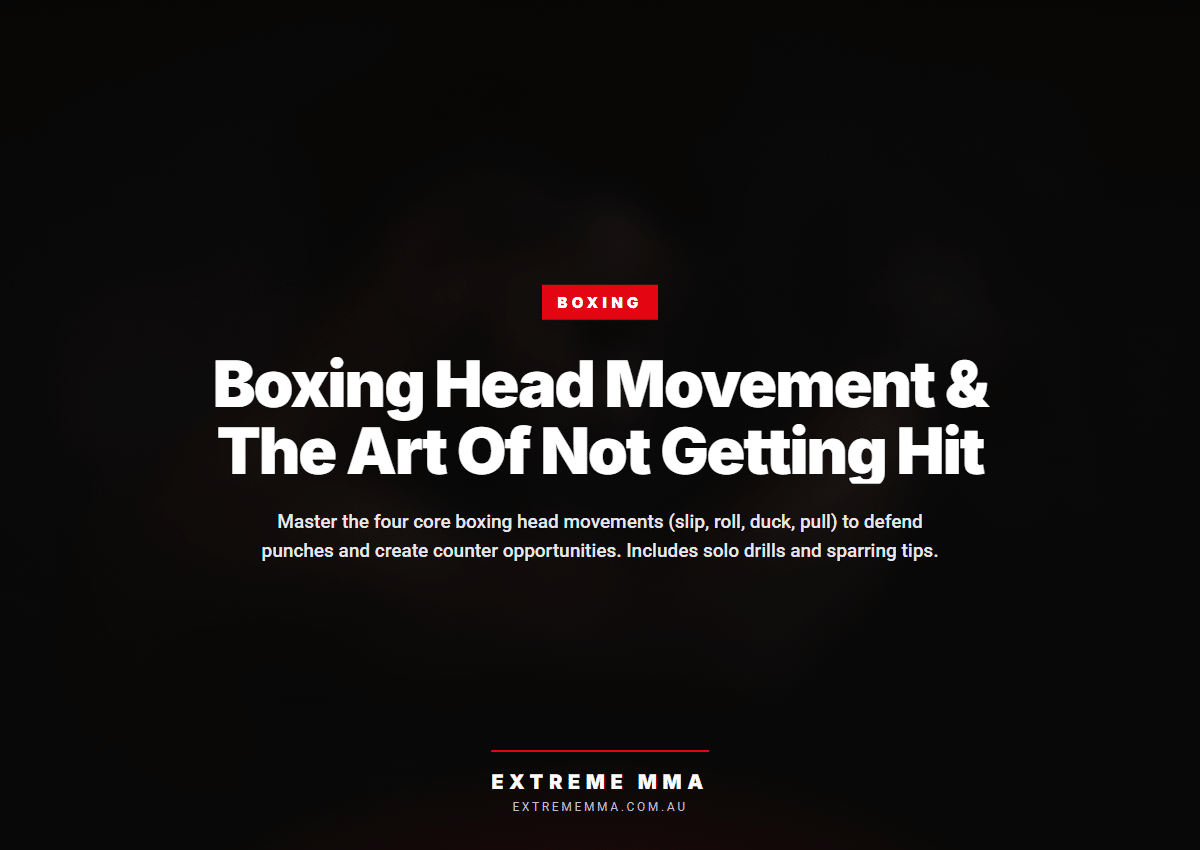 Boxer demonstrating head movement slip defence in training gym